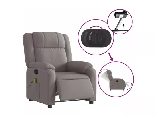 Fauteuil massant inclinable électrique Taupe Tissu