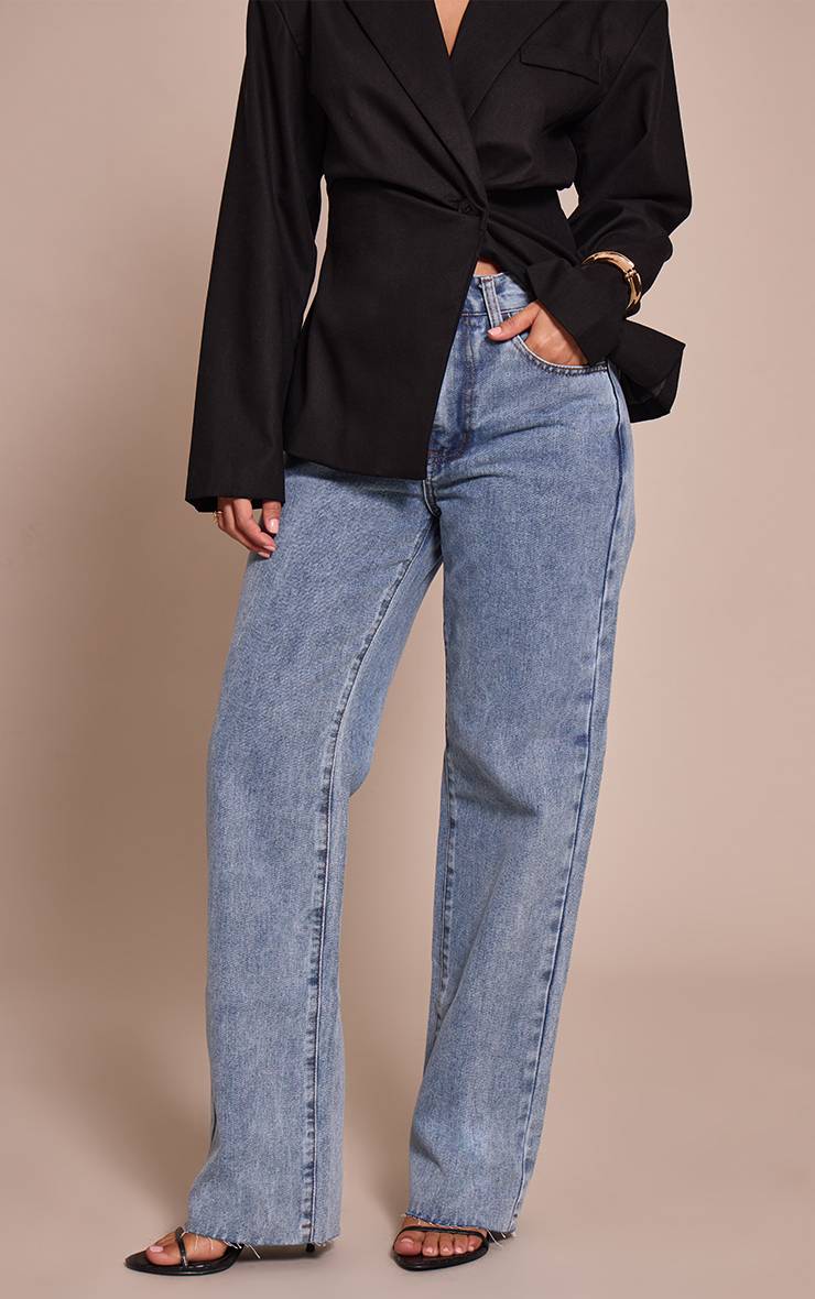 Bleu Clair Jean Droit Petite Taille Jambes Longues