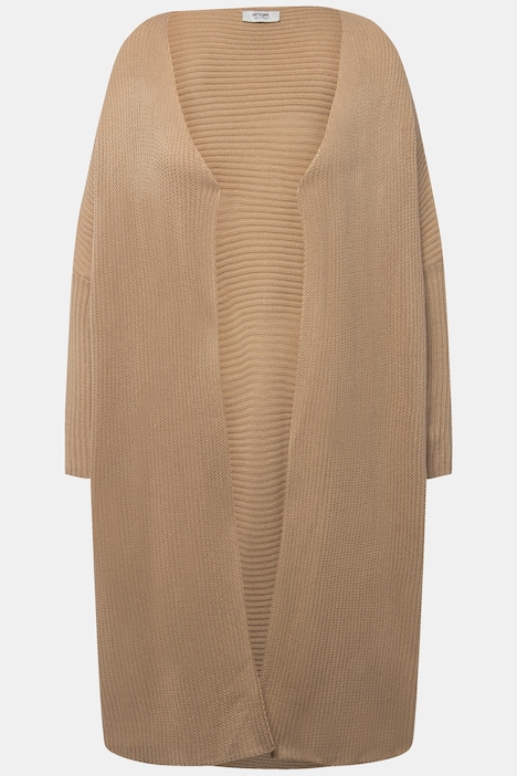 Strickjacke, oversized, offene Form, Feinstrick, V-Ausschnitt, Langarm