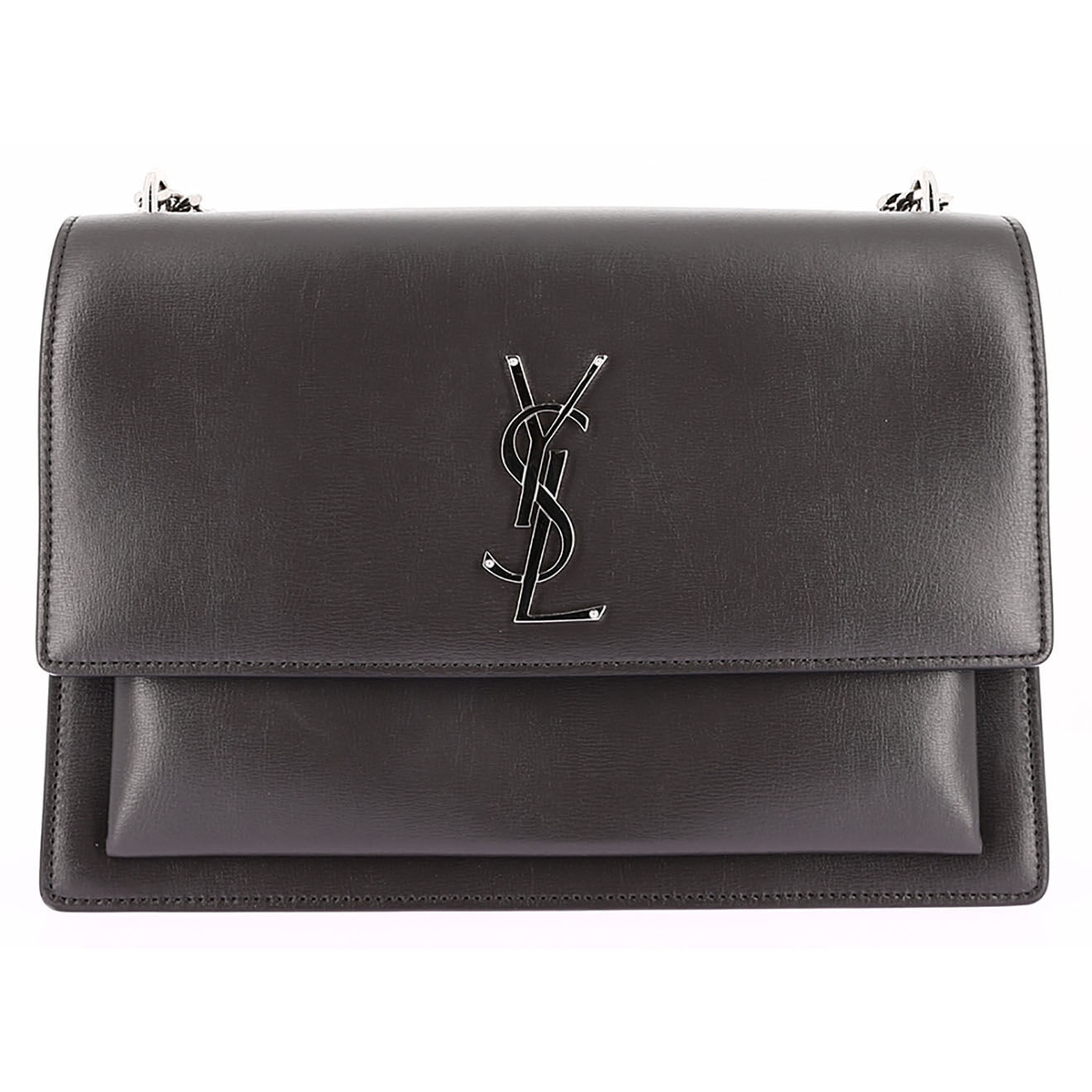 Saint Laurent Sac bandoulière Sunset Large en Cuir anthracite - Neuf avec étiquette - L.27 cm