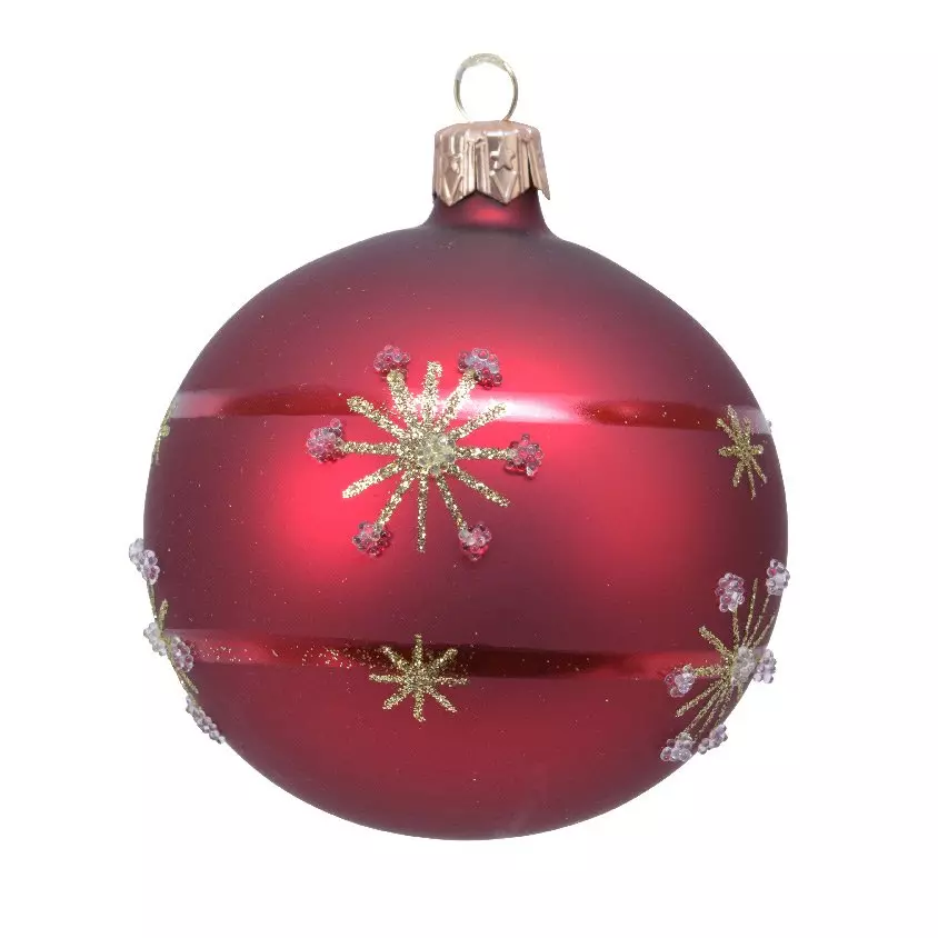 Lot de 6 boules de Noël en verre (D80 mm) Enea Bordeaux
