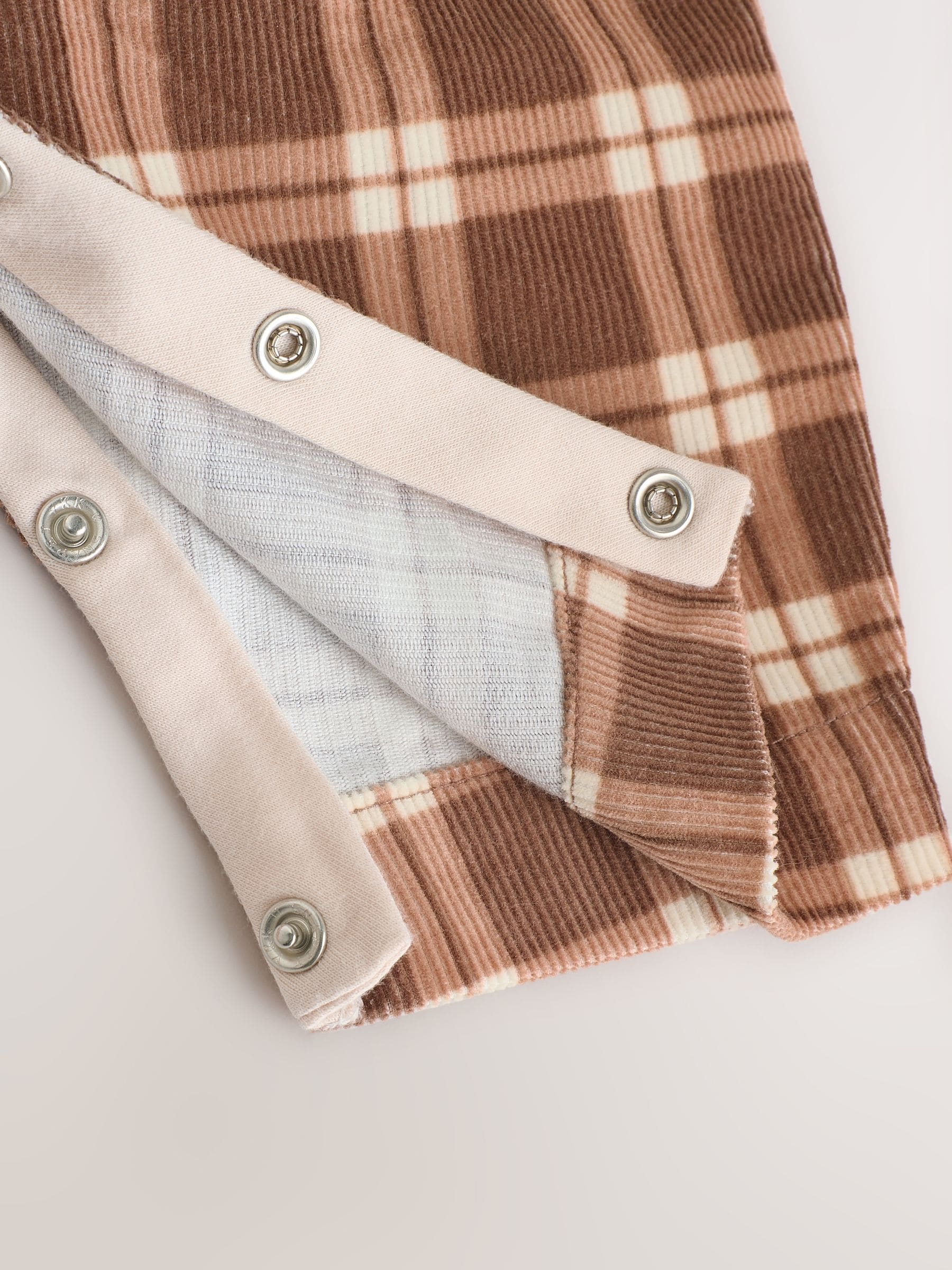Bruin geruit - Babyset van corduroy tuinbroek en rompertje (0mnd-2jr)