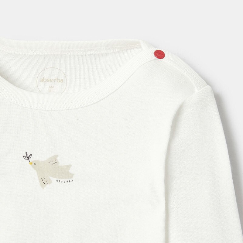 T-shirt manches longues motif blanc naissance Absorba Blanc
