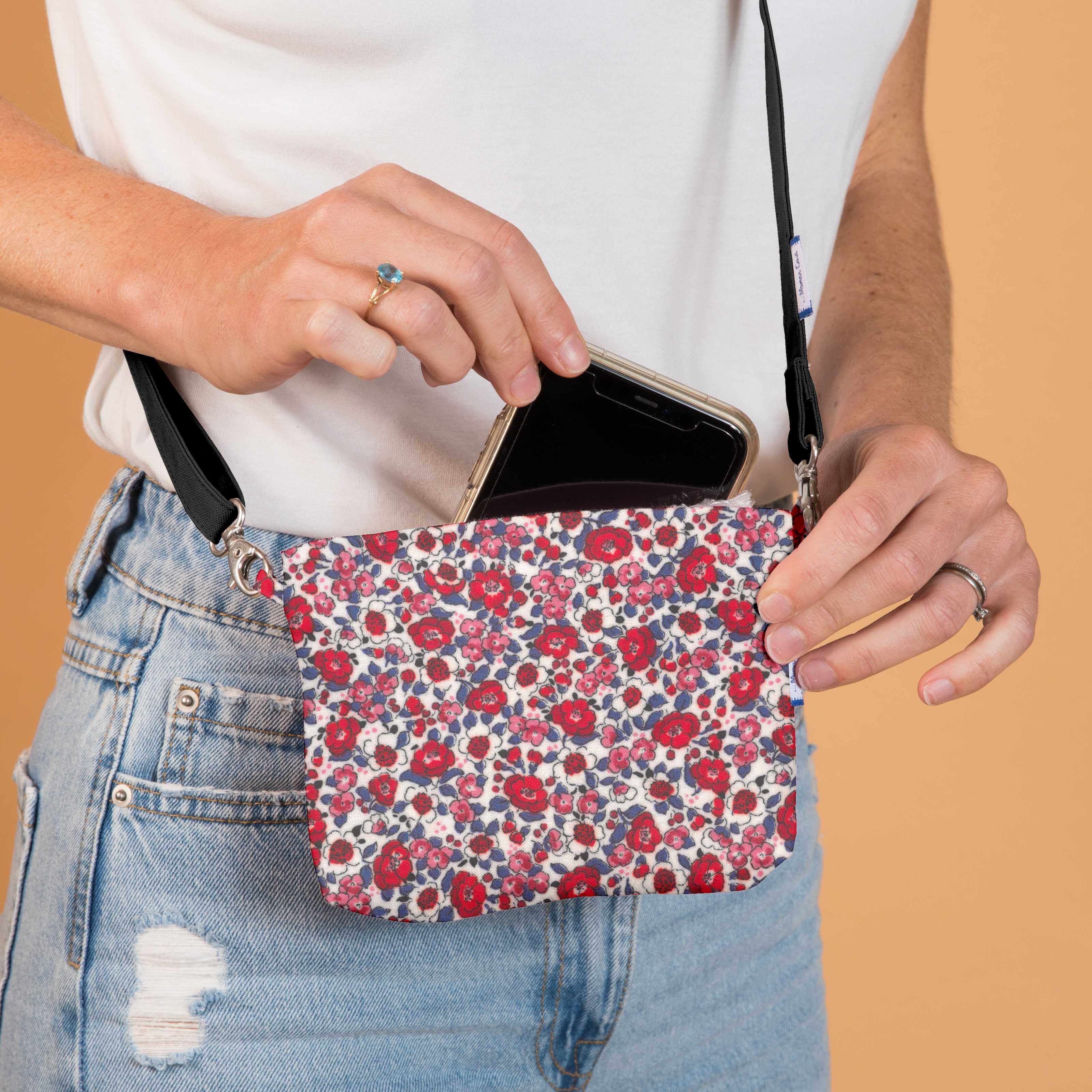 Mini Pochette Tissu Rouge Corolle