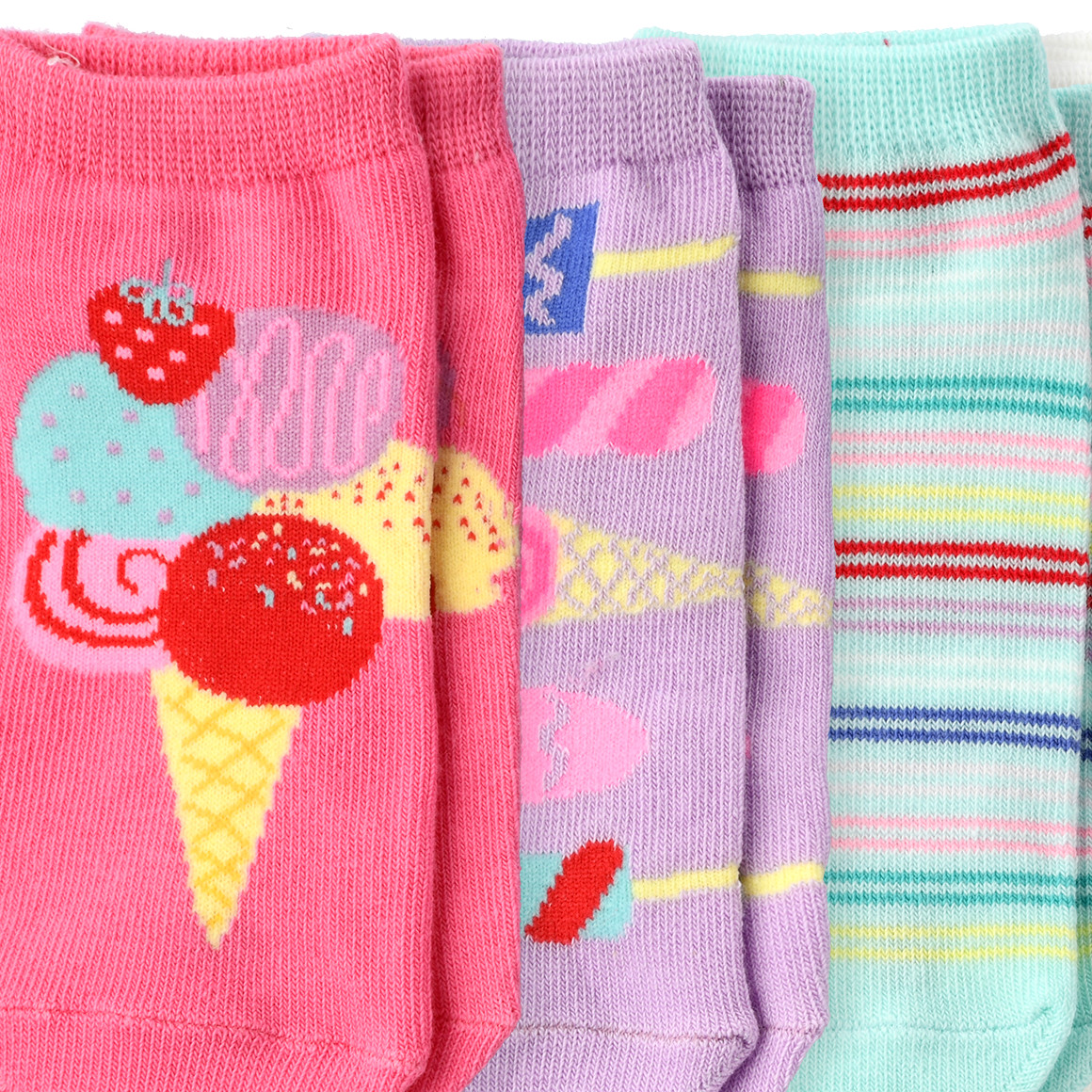 Famy 5 Paar Mädchen Sneaker-Socken im Set rosa / helltürkis / weiss