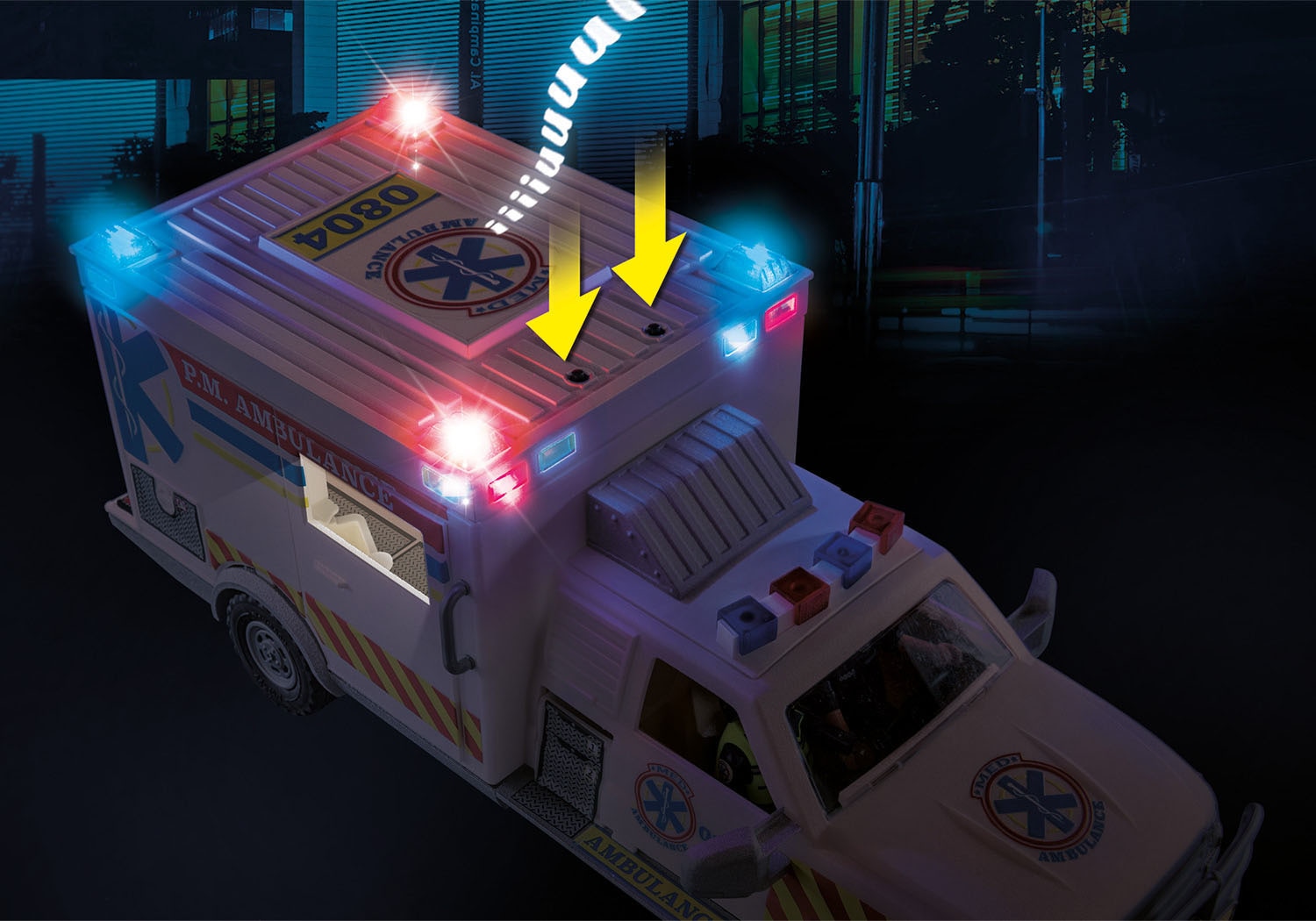 Playmobil® Konstruktions-Spielset »Rettungs-Fahrzeug: US Ambulance (70936), My Action Heroes« mit Licht- und Soundeffekten, Made in Germany