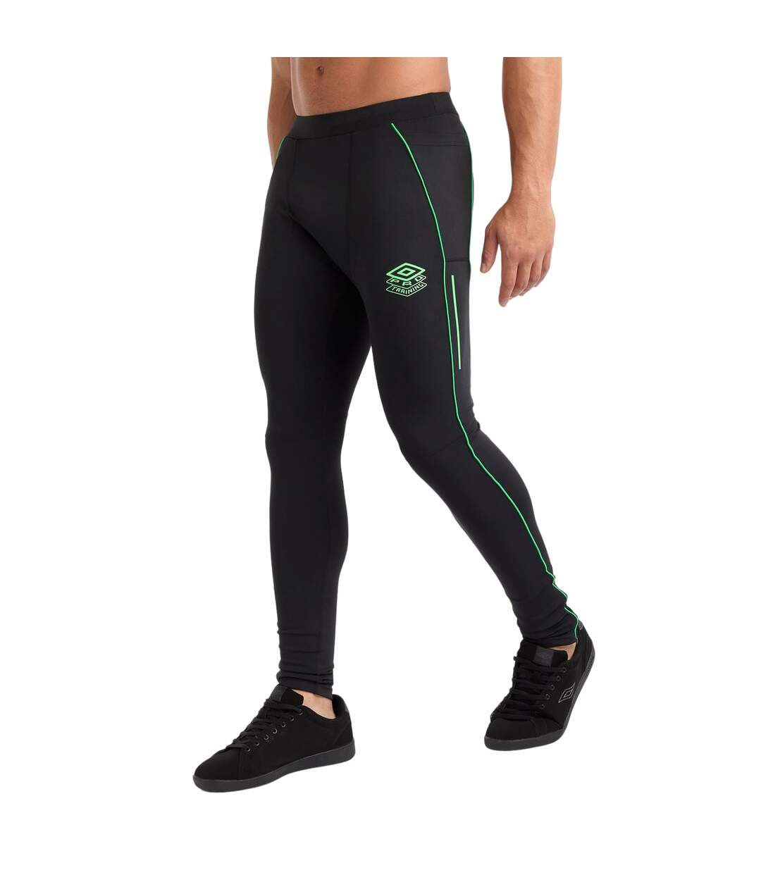 Umbro - Collants de course PRO ELITE - Homme (Noir / Vert) - UTUO1715