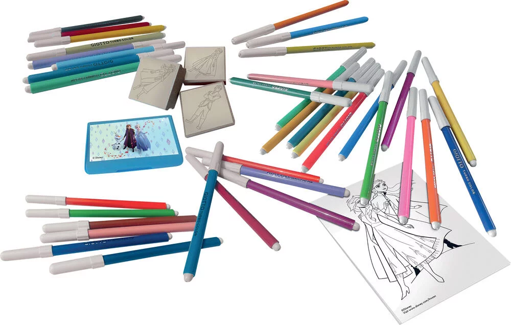 LA REINE DES NEIGES - COFFRET 36 FEUTRES 3 TAMPONS