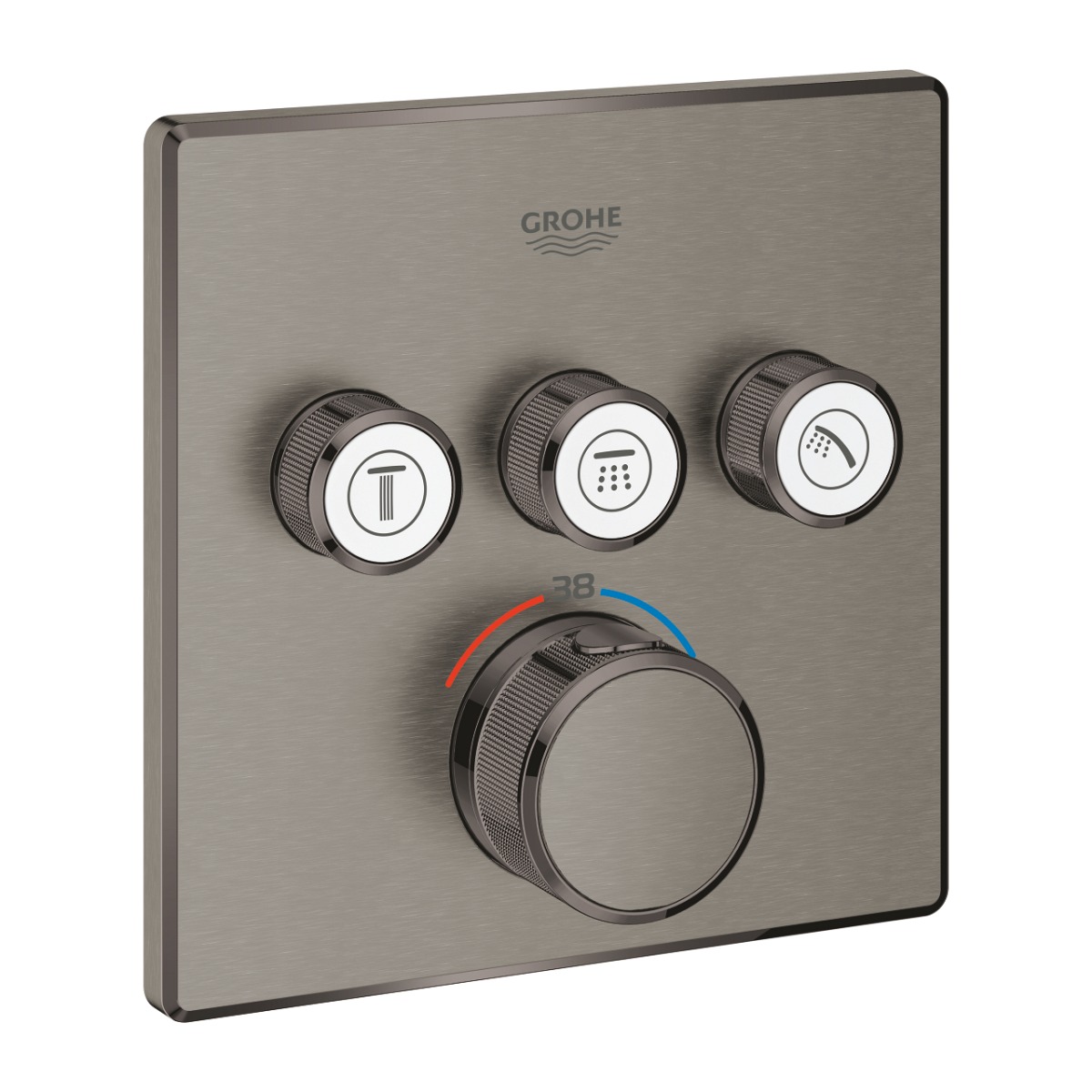Grohe Grohtherm SmartControl thermostaat met omstel 3-weg vierkant brushed hard graphite