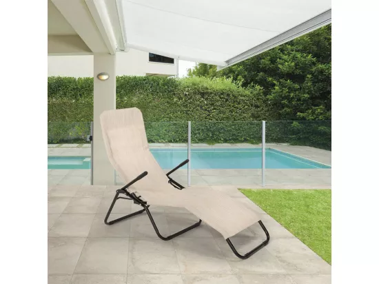 2 chaises longues pliantes de jardin et plage en acier Paphos