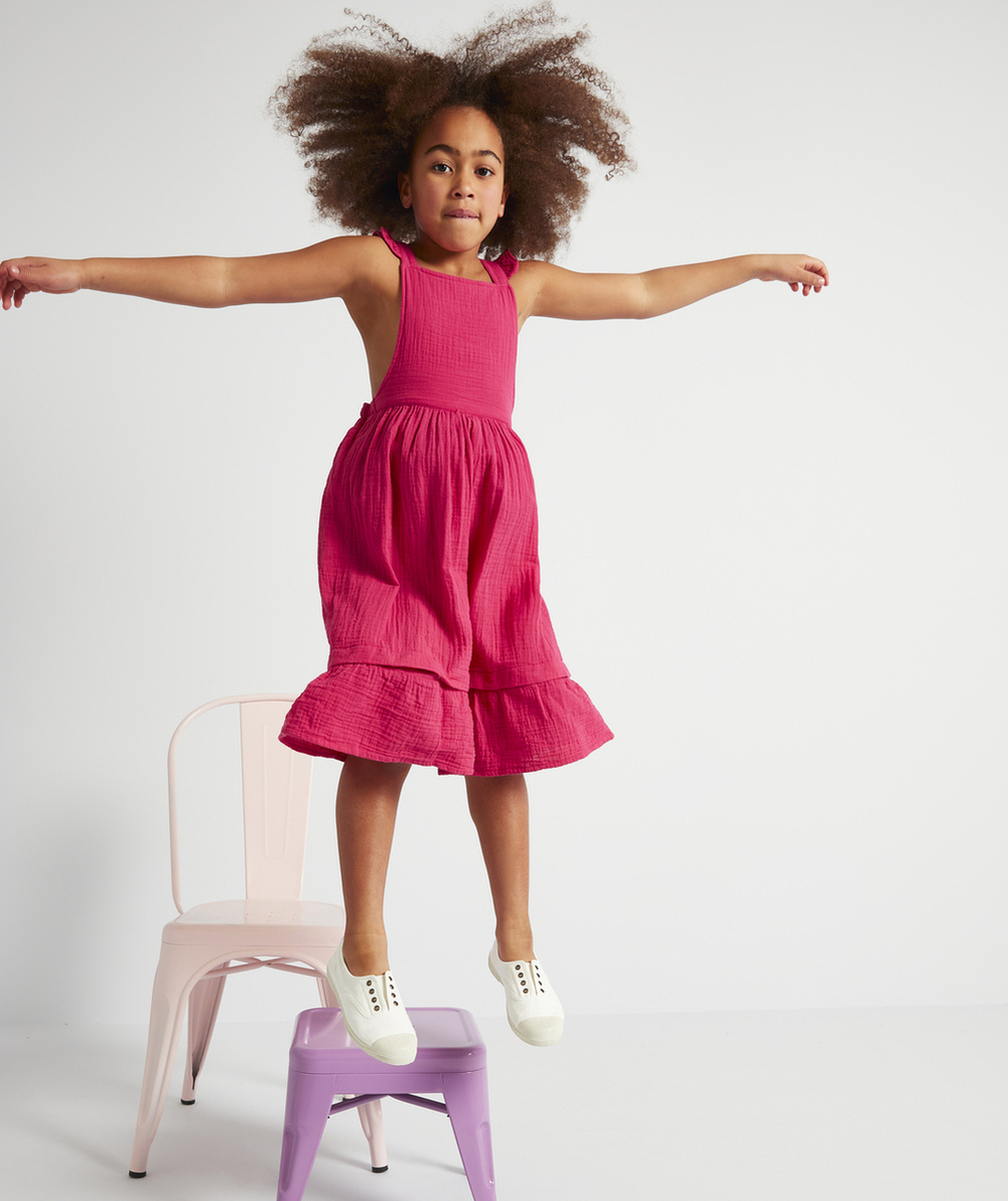 ROBE ÉVOLUTIVE ROSE EN GAZE DE COTON