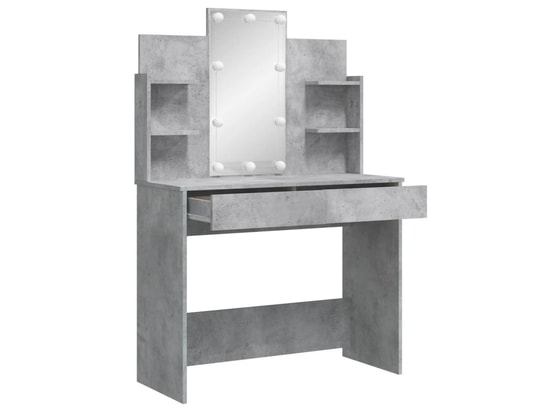 VIDAXL - Coiffeuse avec lumières led gris béton 96x40x142 cm