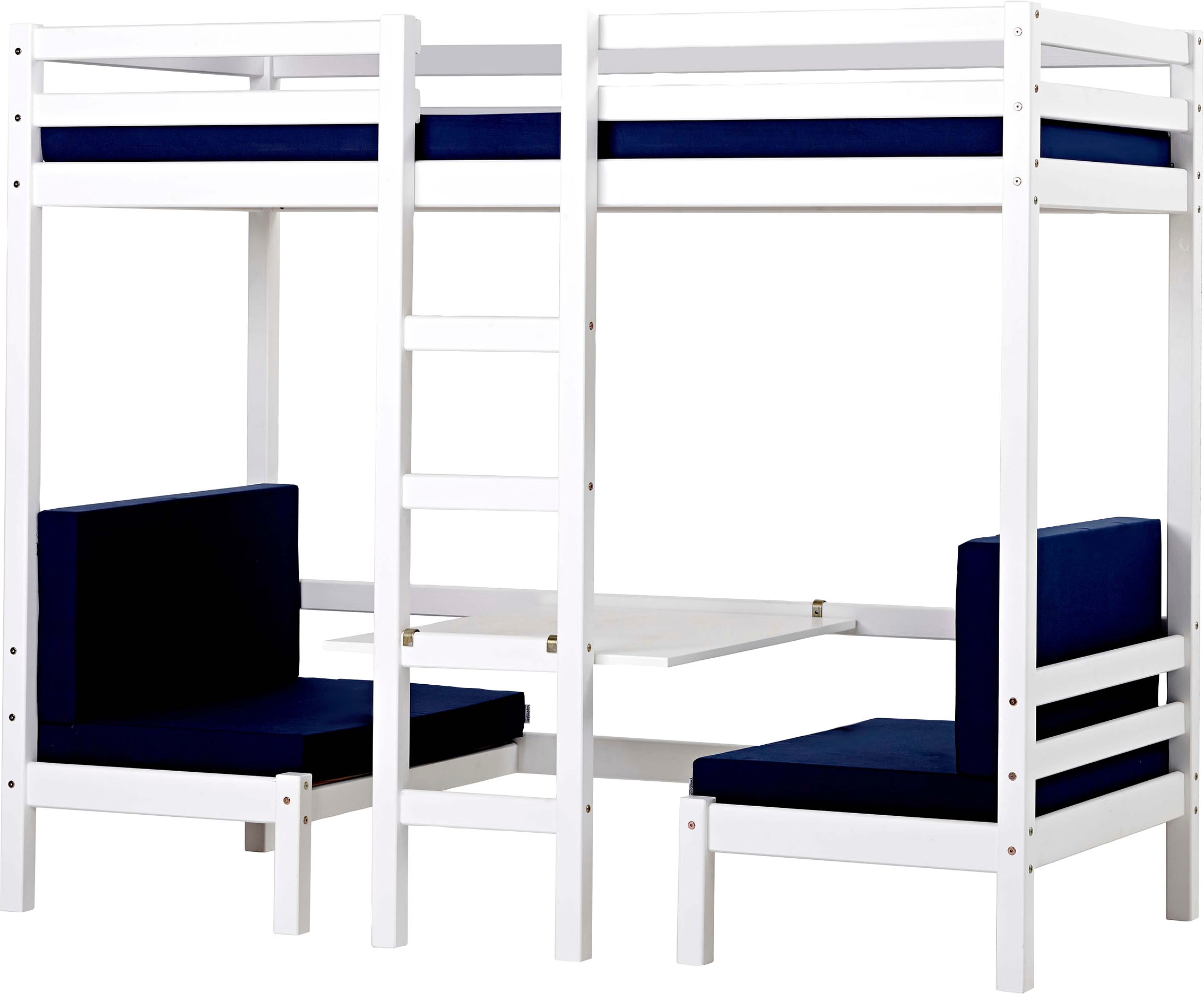 Hoppekids Hochbett »ECO Dream JUMBO« mit Sitzgruppe, Matratzen & Kissen-Set