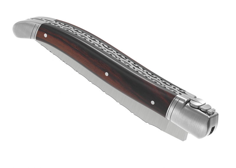 Couteau Laguiole prestige avec un manche en bois de violette et mitres en acier inoxydable