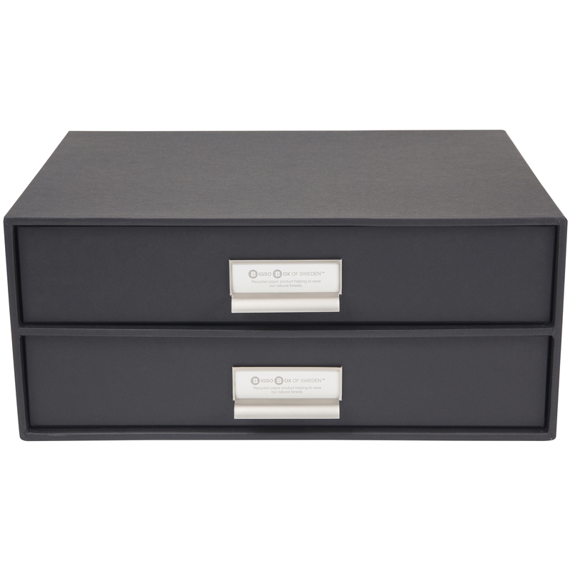 Bigso Box of Sweden Schubladenbox Birger, Karton, dunkelgrau