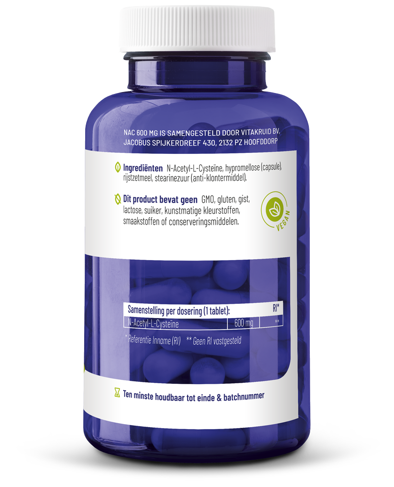 Vitakruid Nac 600 Mg N-Acetyl-L-Cysteïne (90 vega capsules)