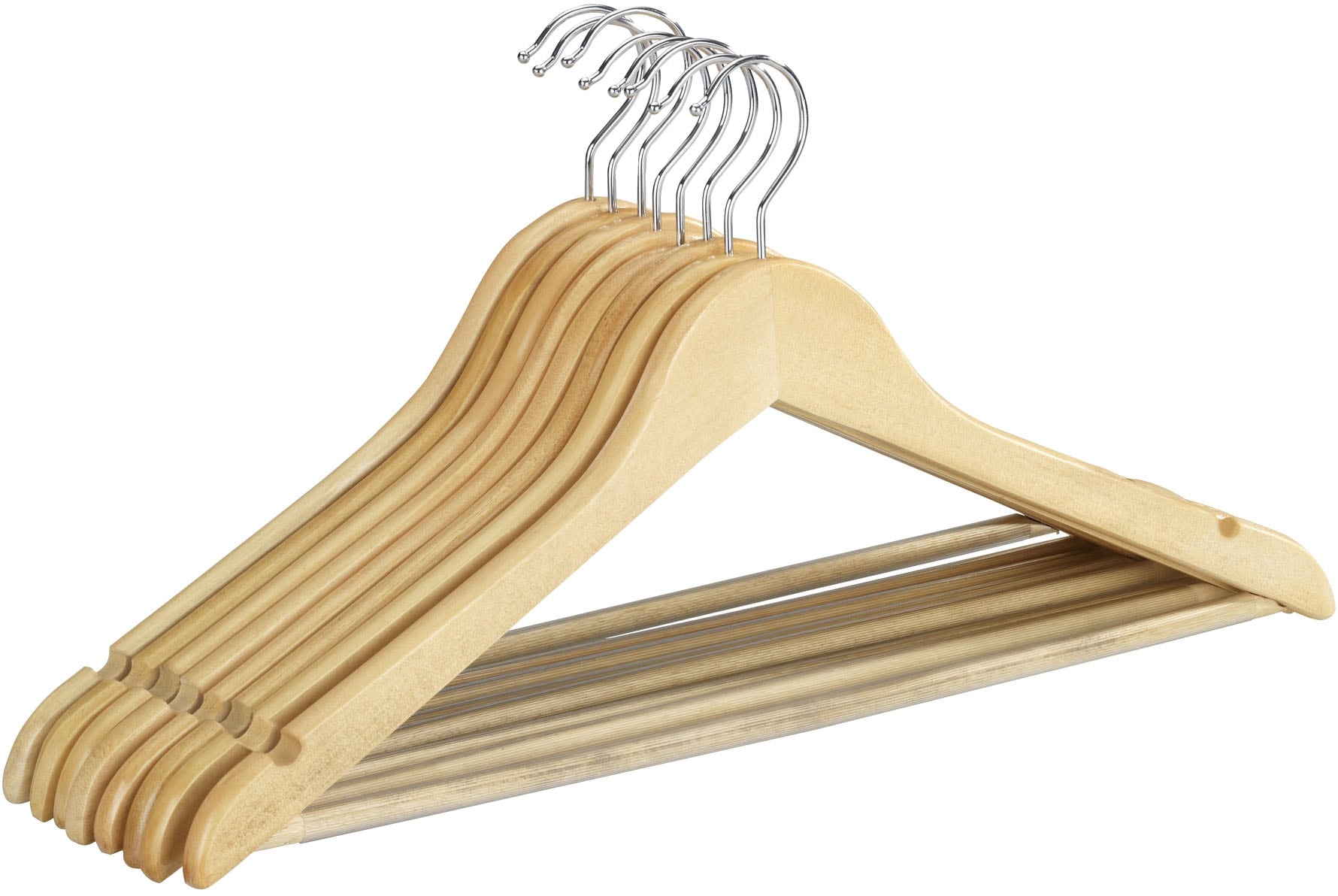 WENKO Kleiderbügel »Modell Eco« für Garderobe & Kleiderschrank, mit Hosensteg & Rockeinkerbung, Holz