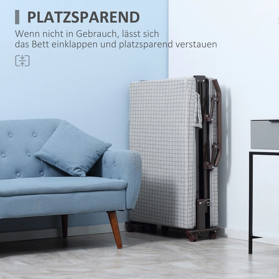 HOMCOM Klappbett mit Rollen grau
