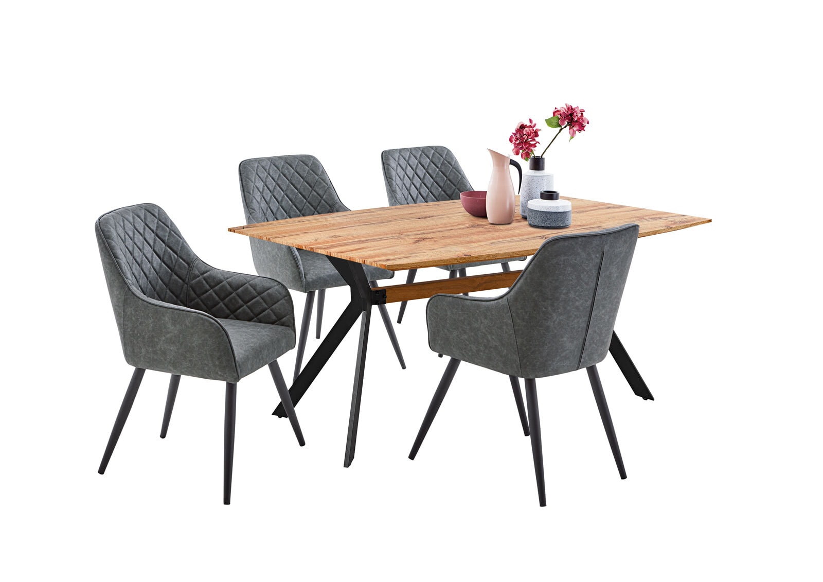 Stuhl Leona Vintage Anthrazit Vierfußgestell Schwarz