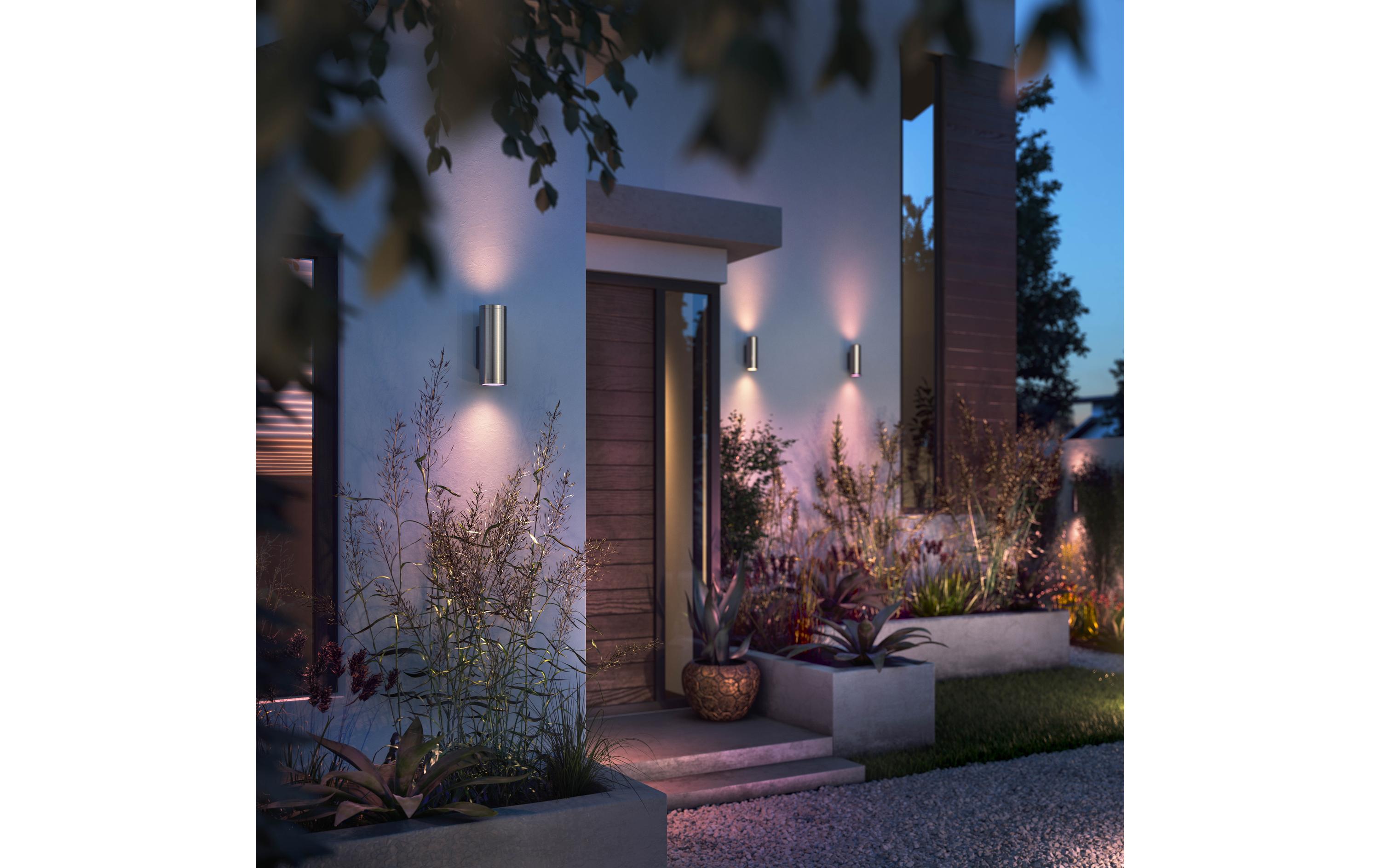 White & Color Ambiance Outdoor Appear Wandleuchte Edelstahl<br>Wandleuchte für den Aussenbereich