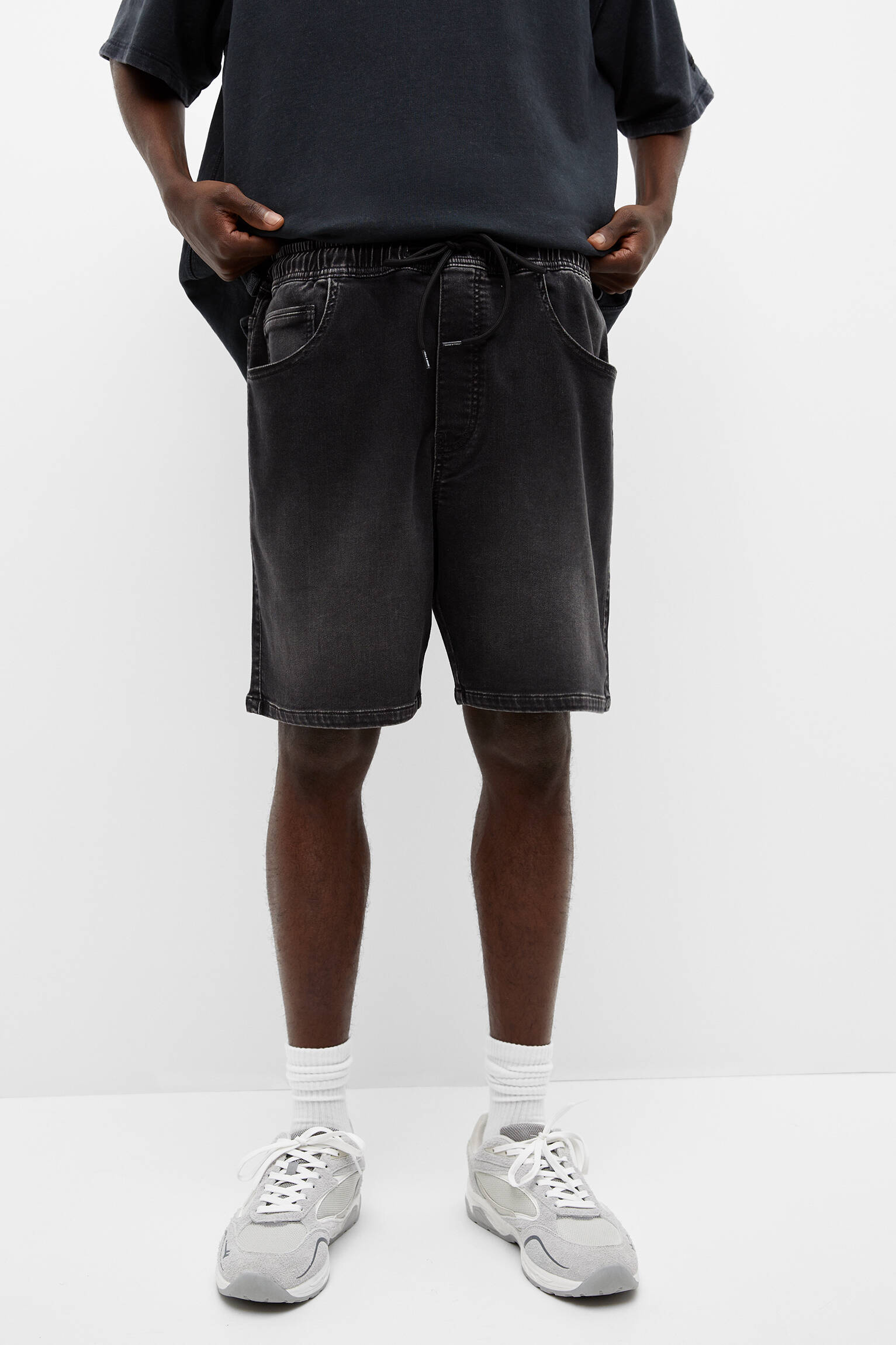 Bermuda jeans Trunk - Preto-Delav