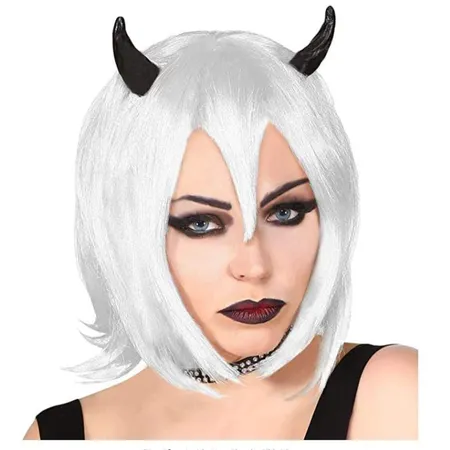 Widmann Cosplay Satan Perücke, Damen, Grau, Einheitsgröße