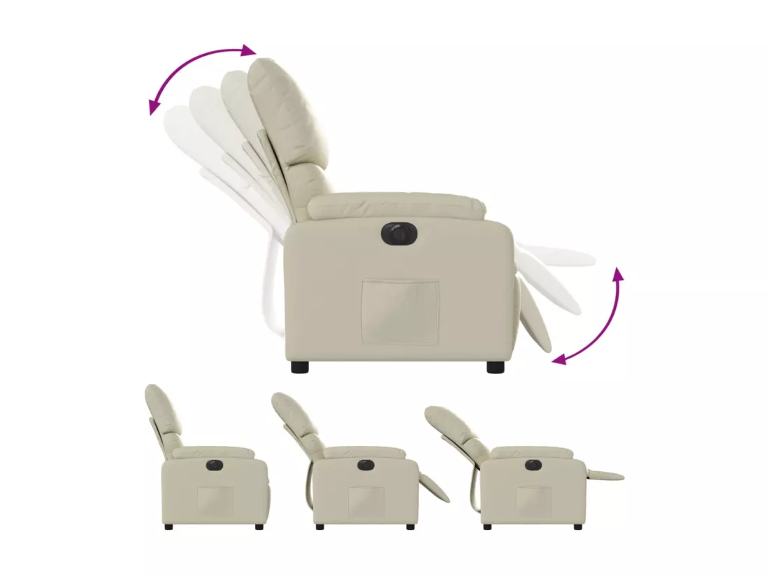 Fauteuil inclinable électrique Crème Similicuir