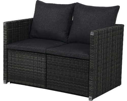 Garden Place Carter 3-in-1 multifunctionele balkonmeubelset, 2-4 zitplaatsen, 4-delig, antraciet rotan, inclusief zitkussens