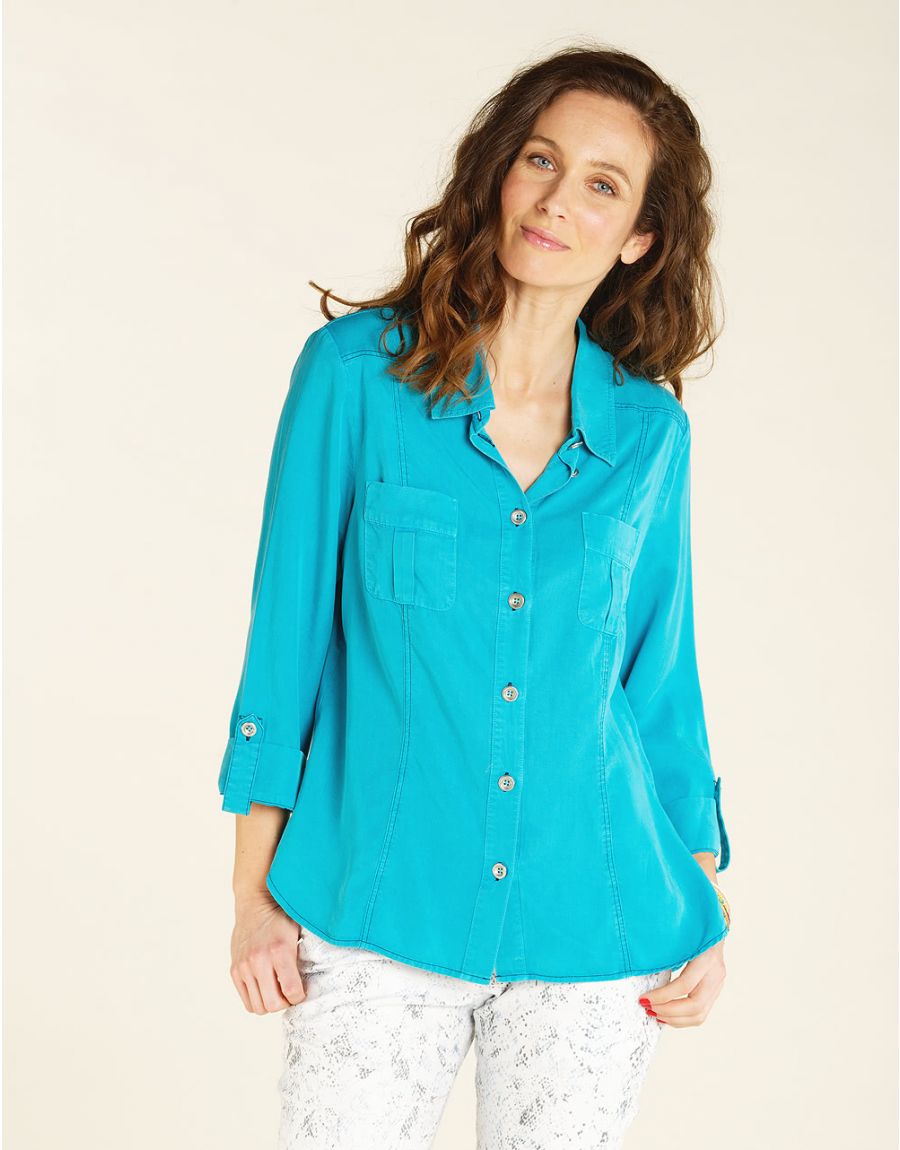 Chemise lyocell bleue