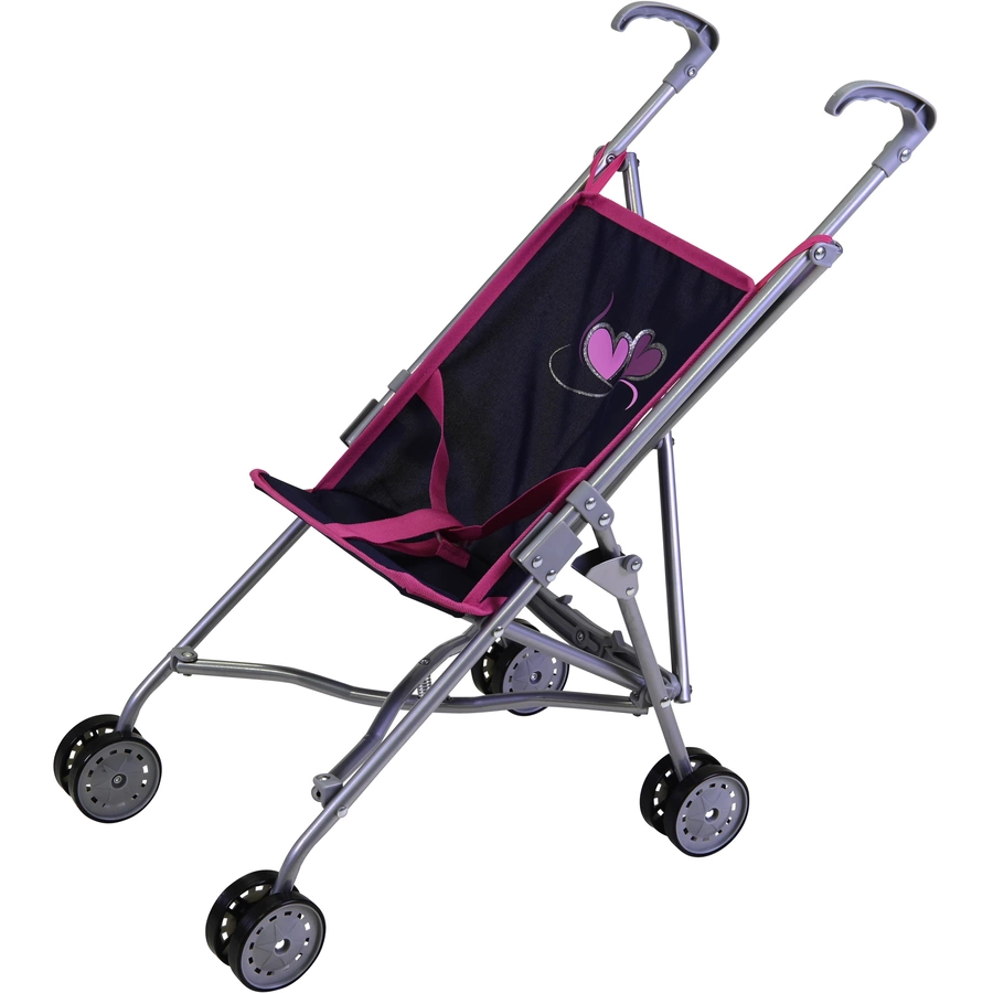 knorr toys® Puppenbuggy Sim - flying hearts bluepink