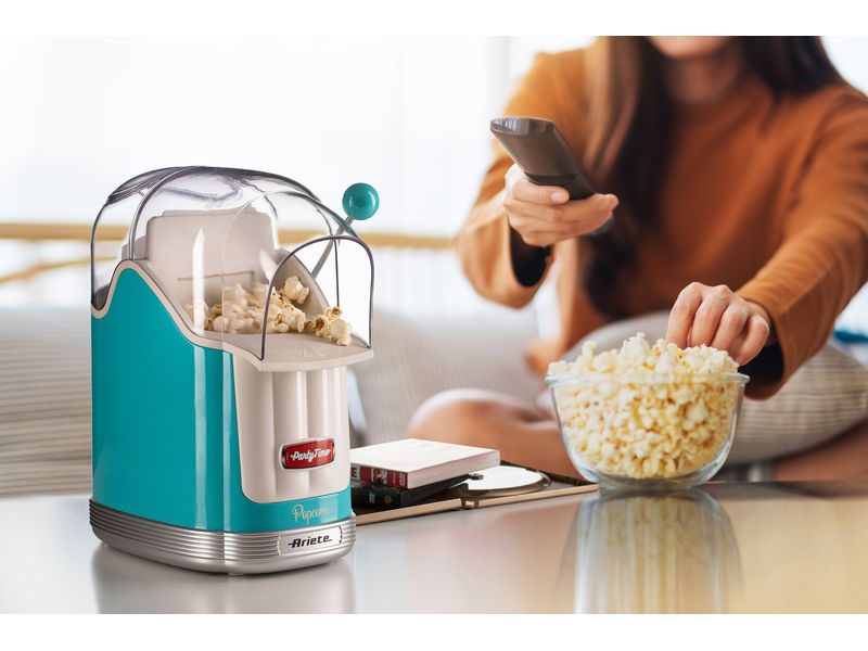 Ariete Popcorn Maschine Party Time ARI-2958-BL Blau/Weiss Popcornmaschine im Retro-Design