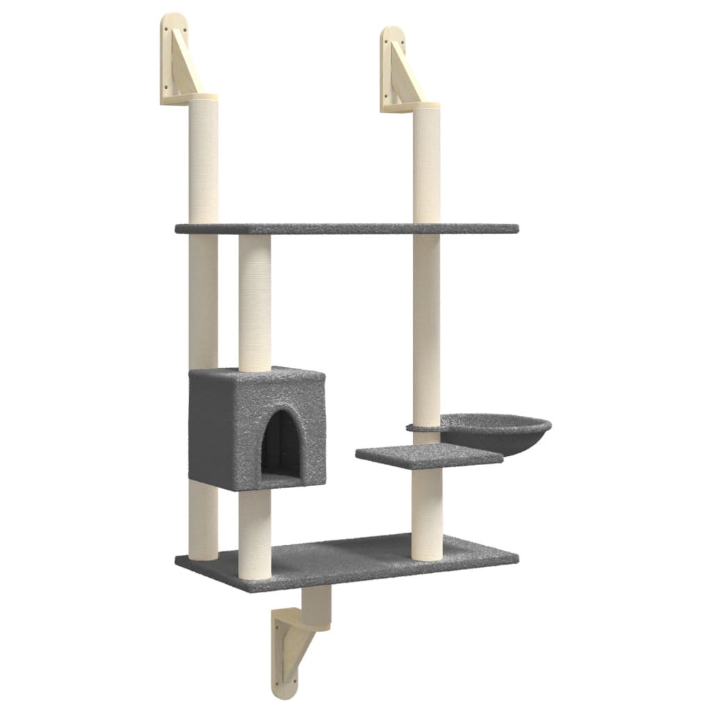 Arranhador de parede para gatos vidaXL, cinza escuro, 153 cm