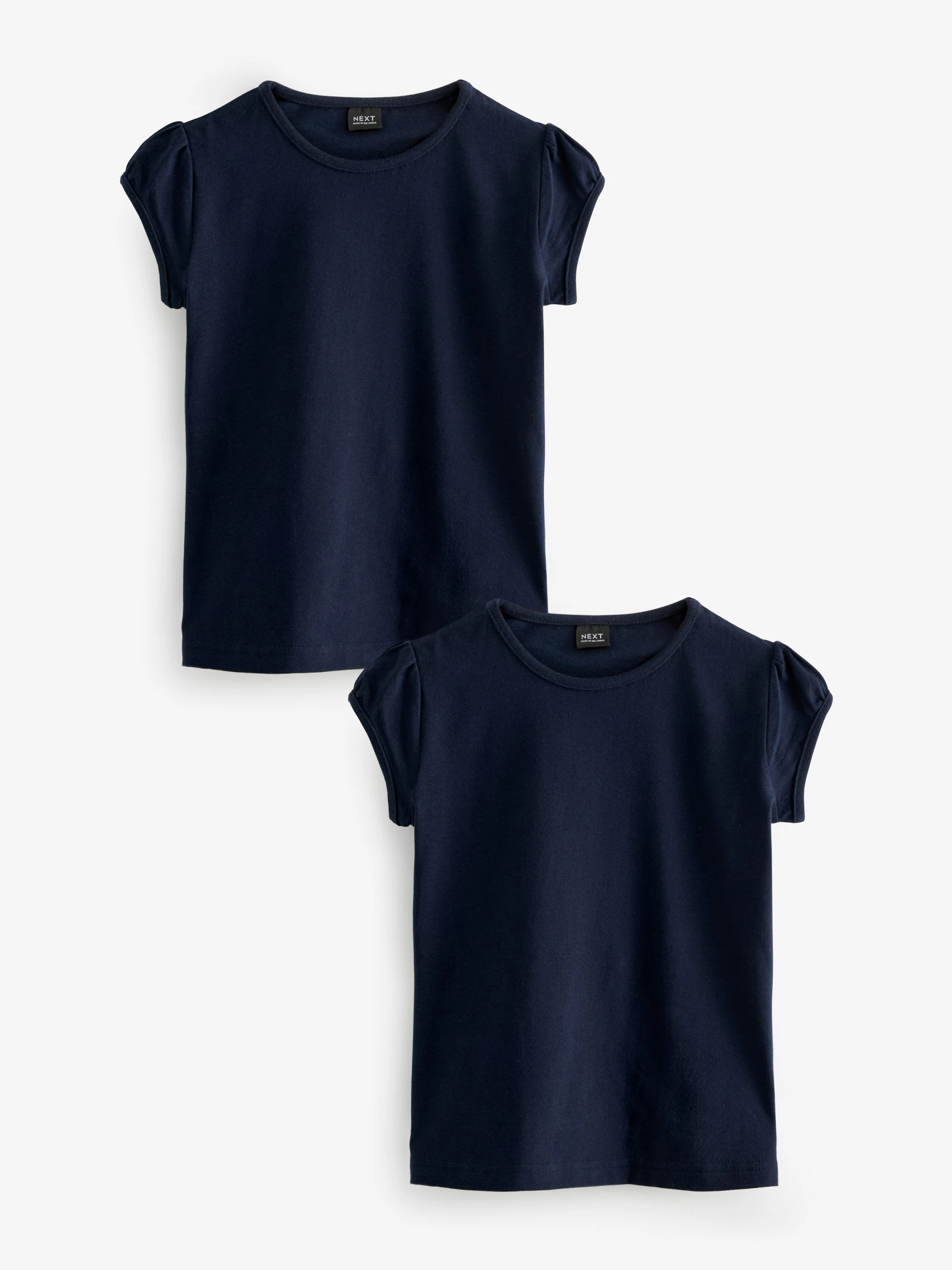Donkerblauw - 2 -pack T-shirts met pofmouwen (3-16jaar)