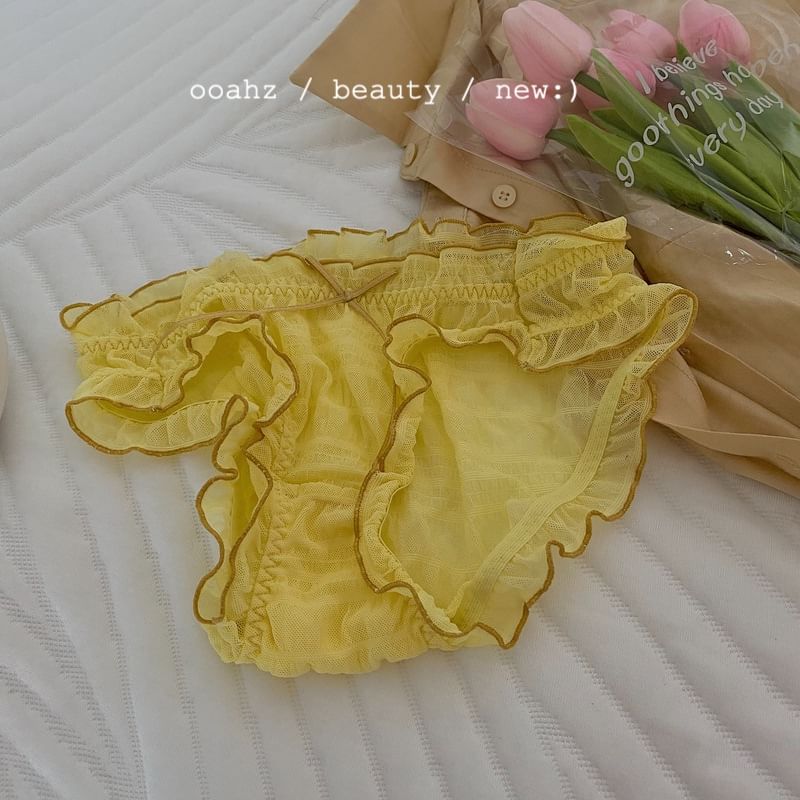 Fenmo - Mesh panty met strik en ruches