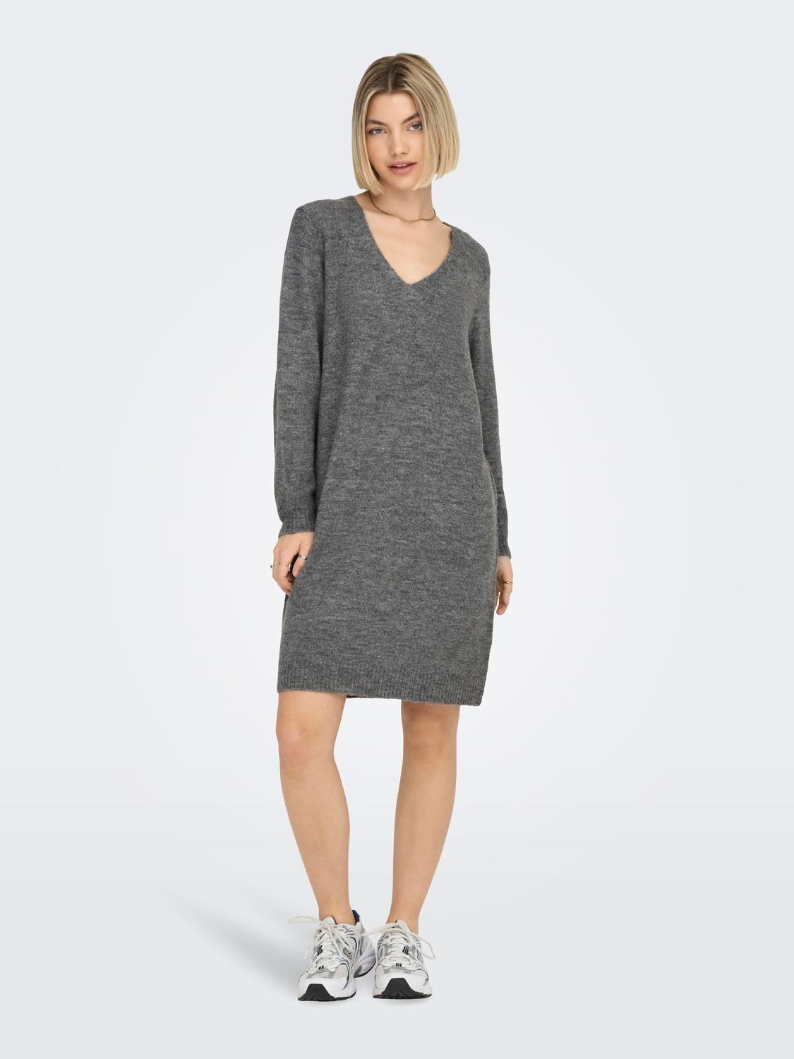JDYELANORA Langes Kleid Dark Grey Melange