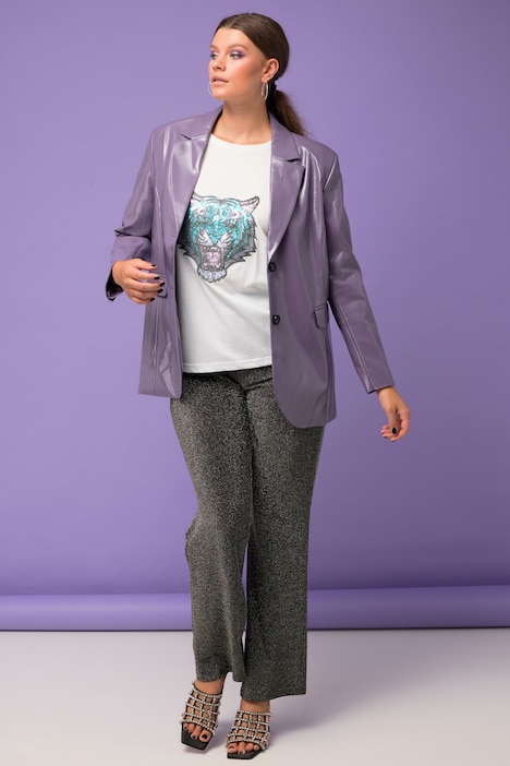 Blazer, Wide Shape, Lackleder-Optik, Revers, Langarm