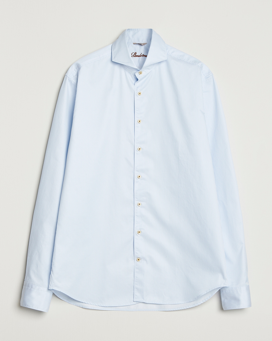 Stenströms Regular Fit Pinstriped Casual Shirt Light Blue