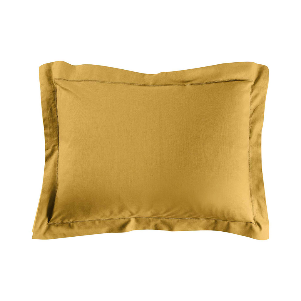 Taie d'oreiller à volant coton 57 fils ocre 50x70cm