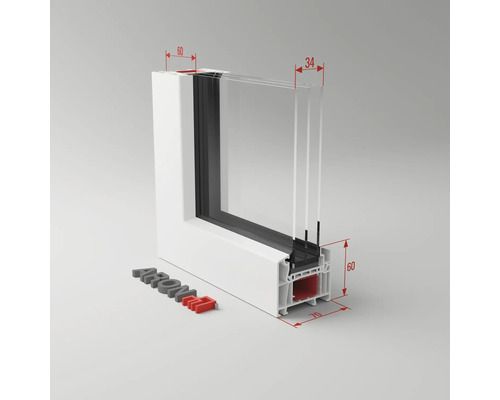 ARON Basic kunststof raam, vaste beglazing, wit, 1000x400 mm (niet-openend)