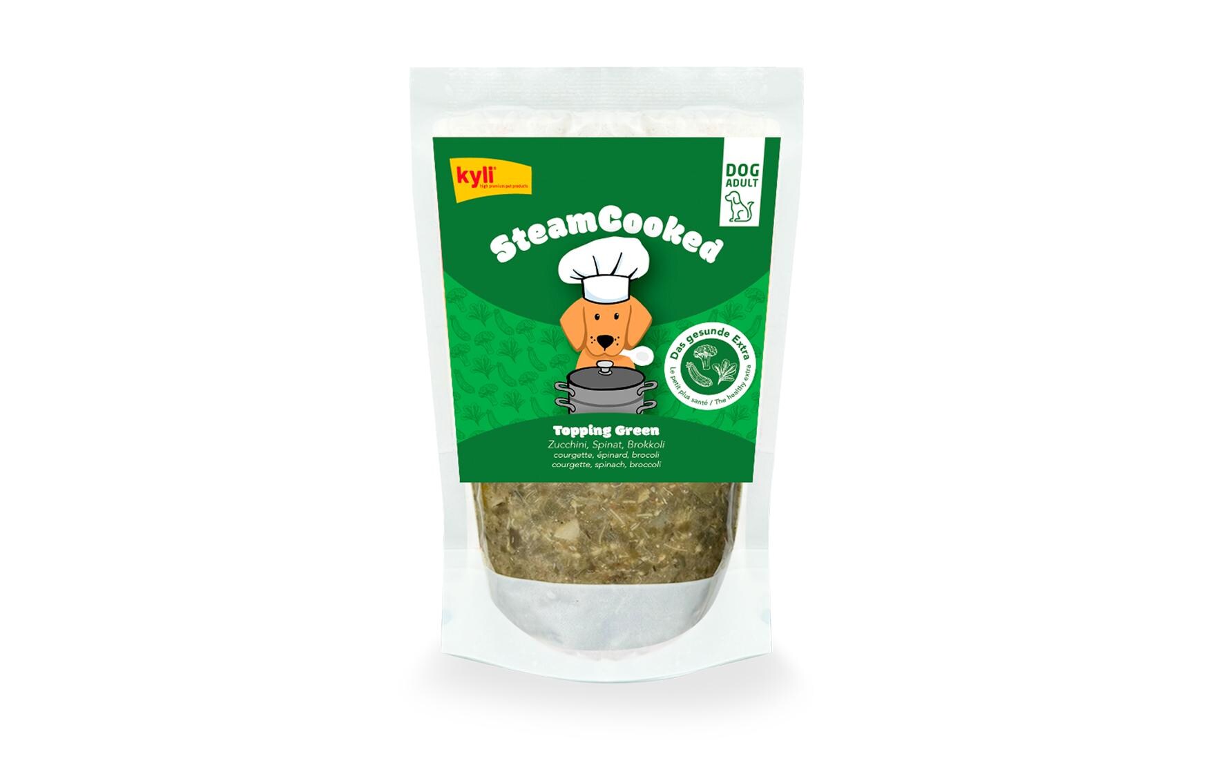 Nassfutter SteamCooked Topping Green, 200 gErgänzungsfuttermittel für ausgewachsene Hunde