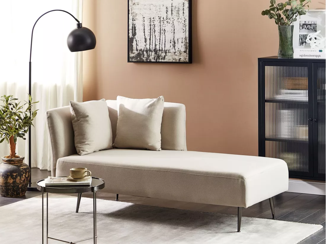 Divan côté droite en tissu beige RIOM