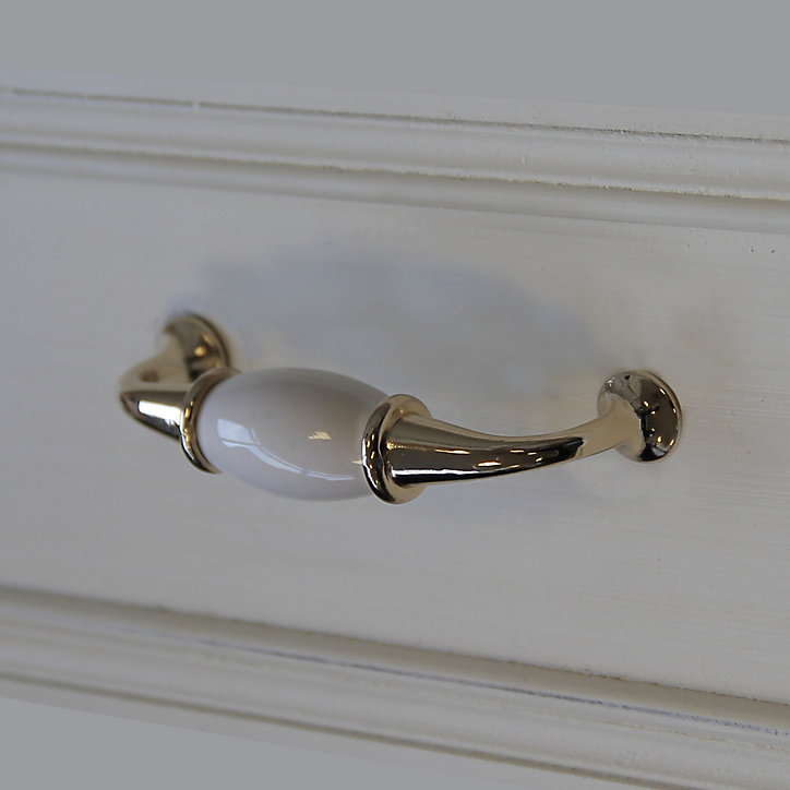 Poignée de meuble nœud Porcelaine Vras blanc 96mm