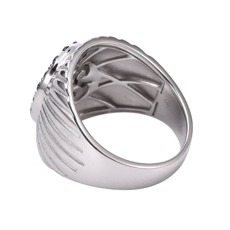 Bague Argent Rhodié Onyx Et Zirconium Elisabeth