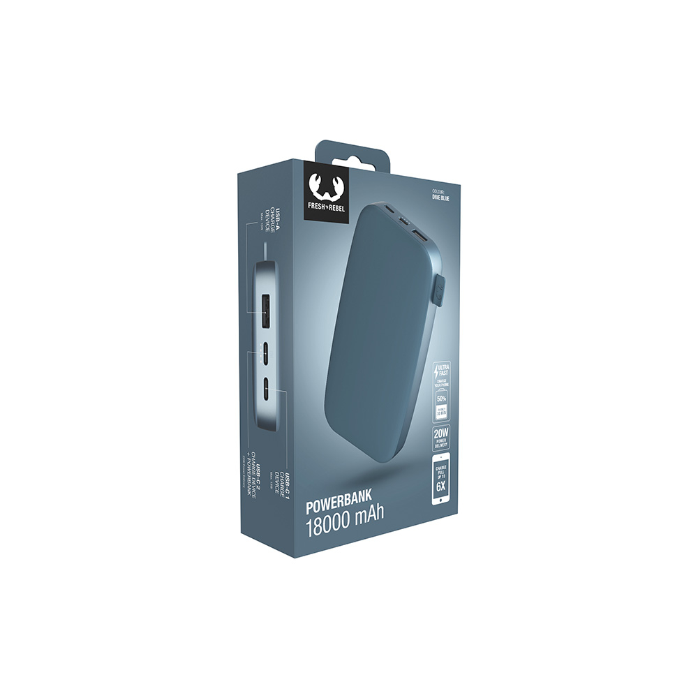 (12000mAh) USB C / USB A Power Bank Fast Charger PD Ladegerät (2PB12100DV) - Dive Blue