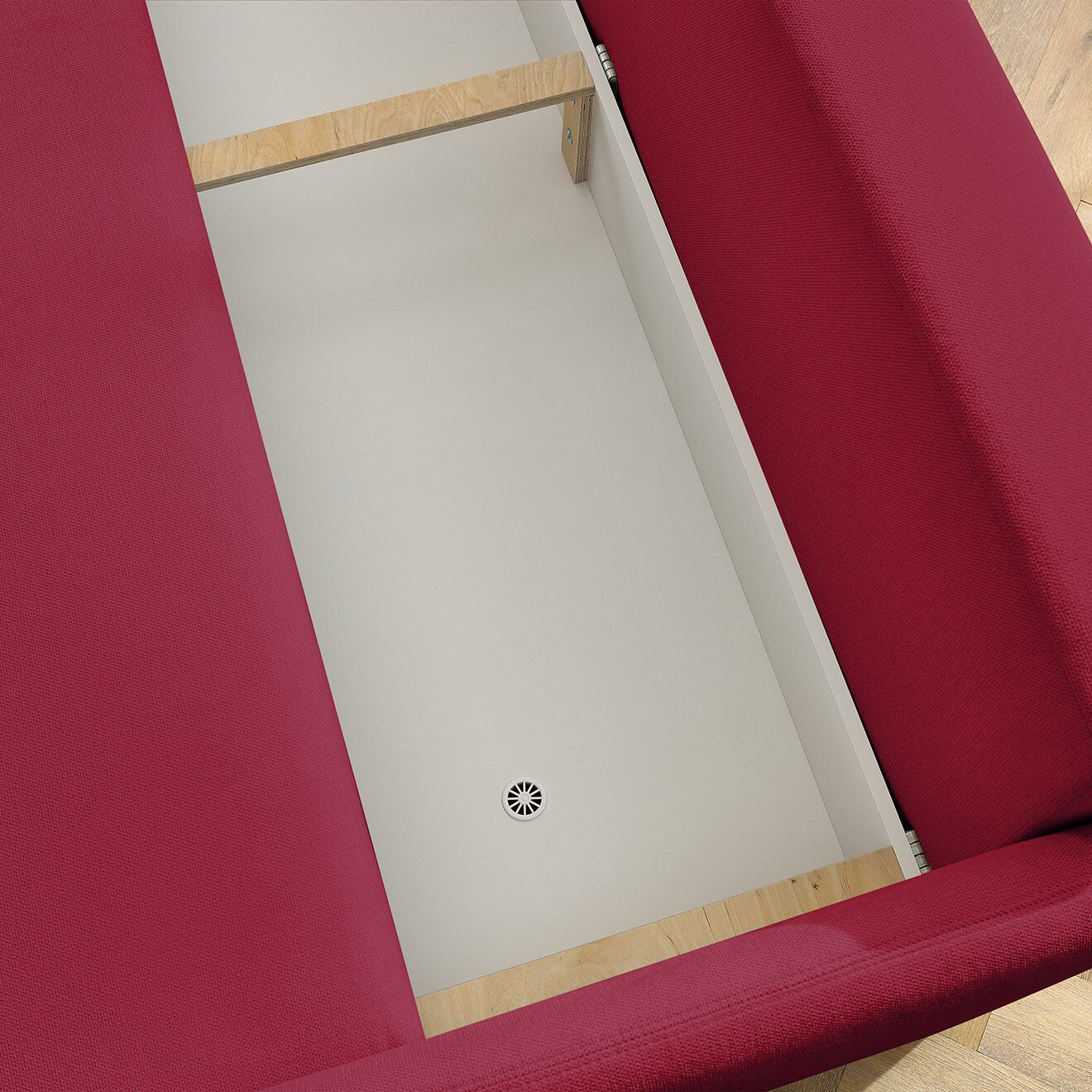 Bobochic Canapé droit convertible coffre marcel tissu lisse rouge - 211x100x86 cm
