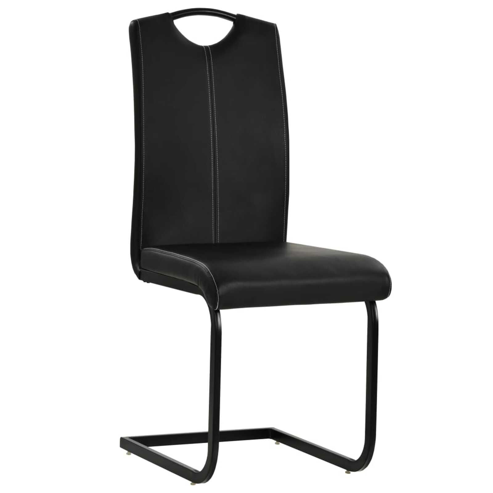 vidaXL Cantilever eetkamerstoelen, set van 2, zwart, kunstleer