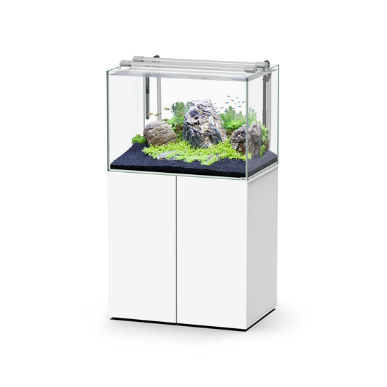 Aquarium et meuble Aquascape 80 pro Led équipé Blanc L.80xP.55xH.55cm