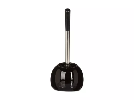 Brosse WC avec support en céramique Noir brillant