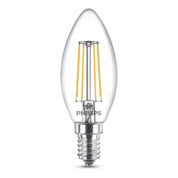 Philips LED kaars E14 duopack filament helder niet dimbaar
