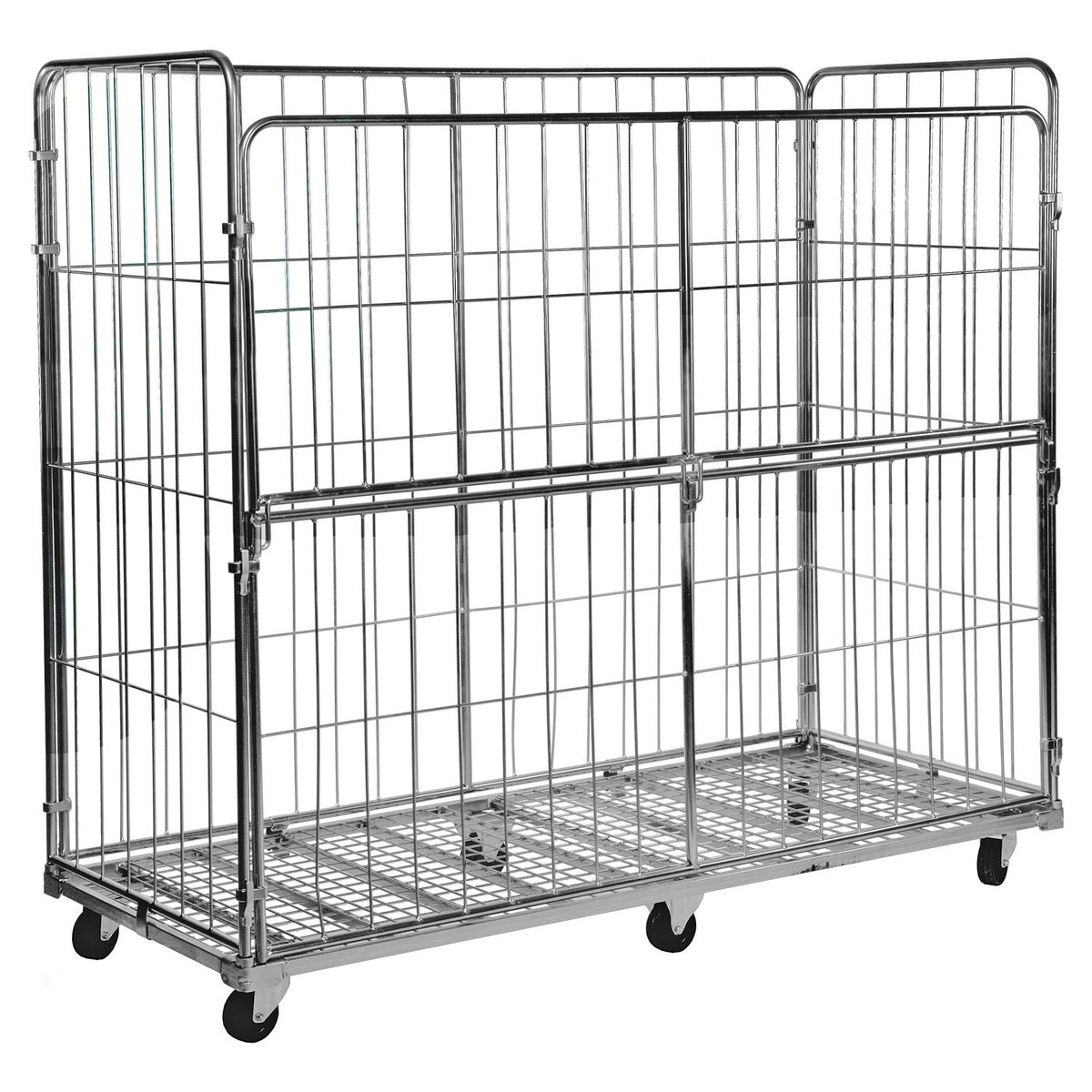Kongamek verzinkte rolcontainer 2000x800x1800mm met 4 gaaswanden, voor halfopen, met rem